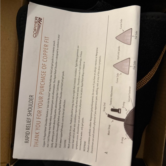 Copper Fit Rapid Shoulder Relief Wrap & 2 Gel Packs (Adjustable) Unisex OSFM - Picture 3 of 5
